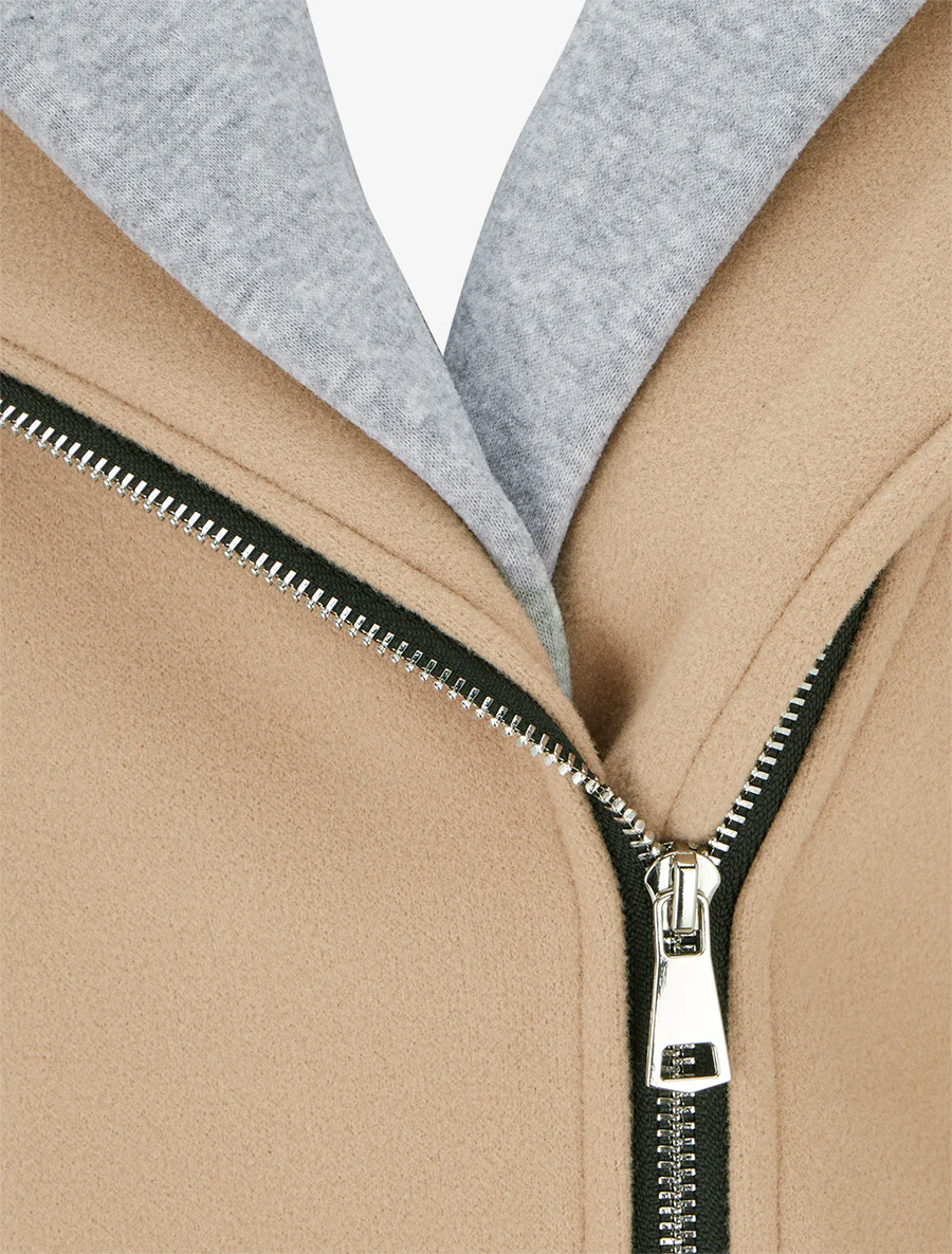 Sweatvest met capuchon en ritssluiting - Licht kameel - Image 3
