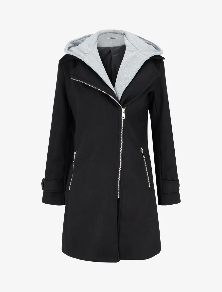 Sweatvest met capuchon en ritssluiting - Zwart