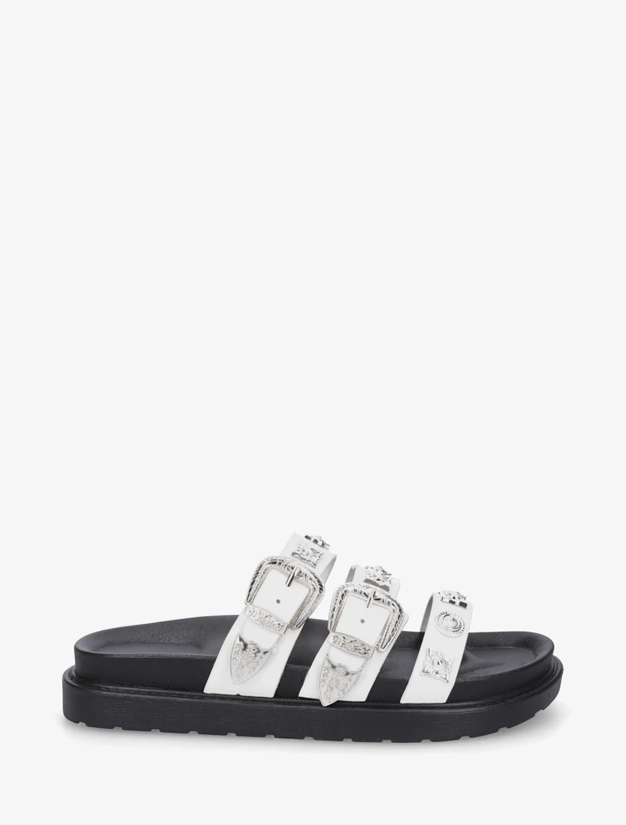 Synthetische slippers met fantasienagels - Wit