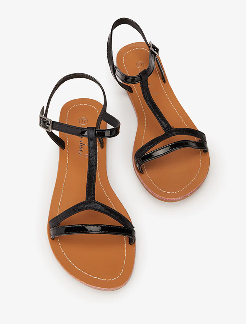 T-band sandalen met iriserende band - zwart