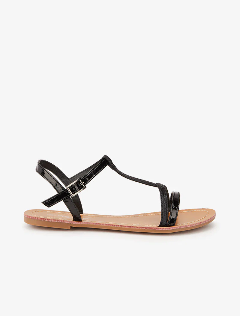 T-band sandalen met iriserende band - zwart - Image 2