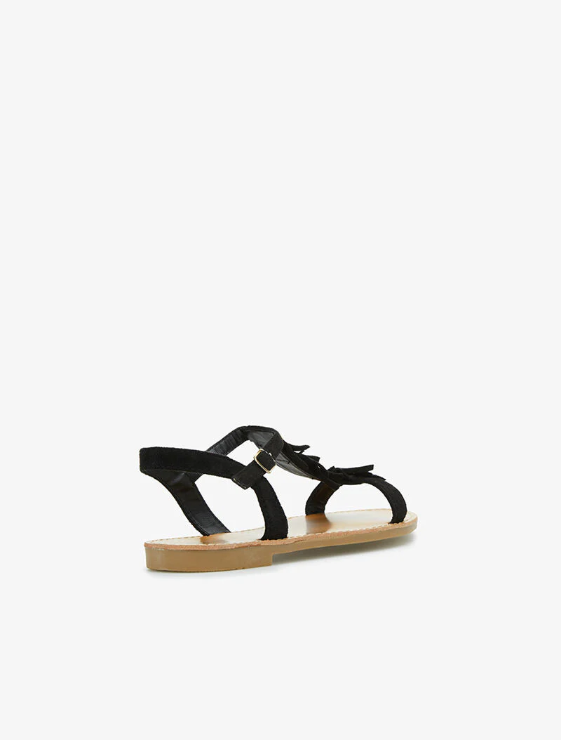 T-band sandalen met franjes - zwart - Image 4