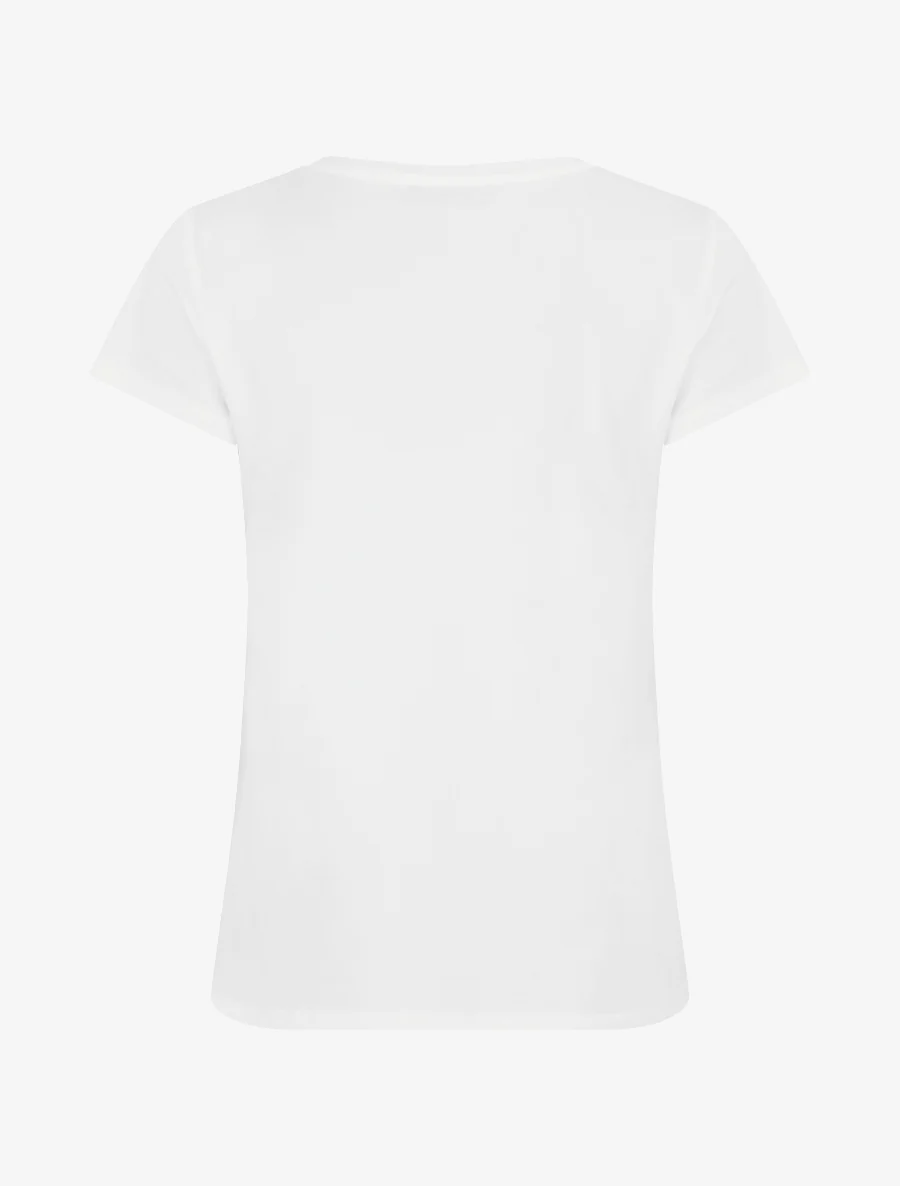 T-shirt bedrukt met strass en parels - Wit - Image 2