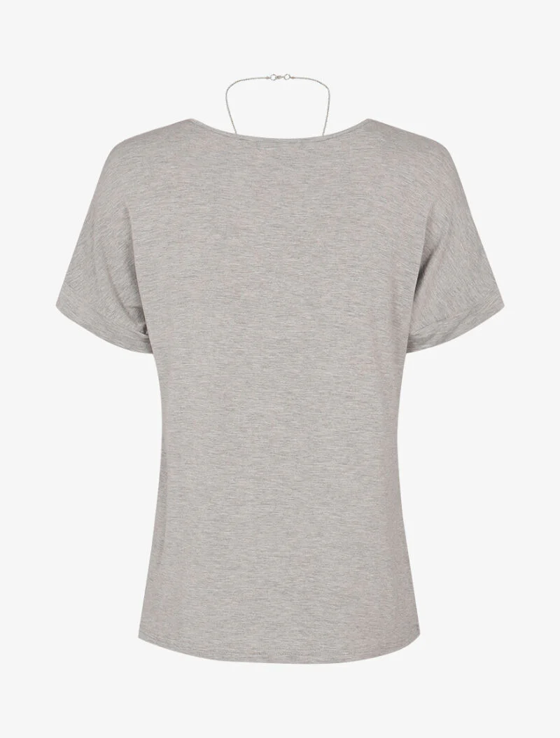 Losvallend T-shirt met halssnoer - gemĂȘleerd grijs - Image 2