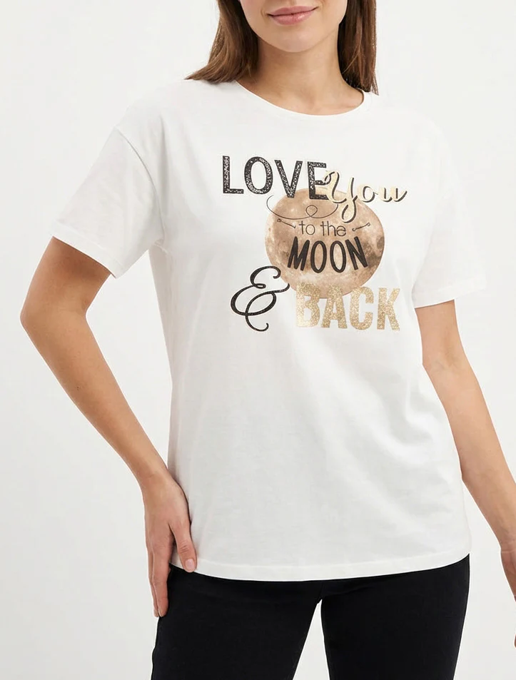 T-shirt Love you to the moon - Wit - Image 4