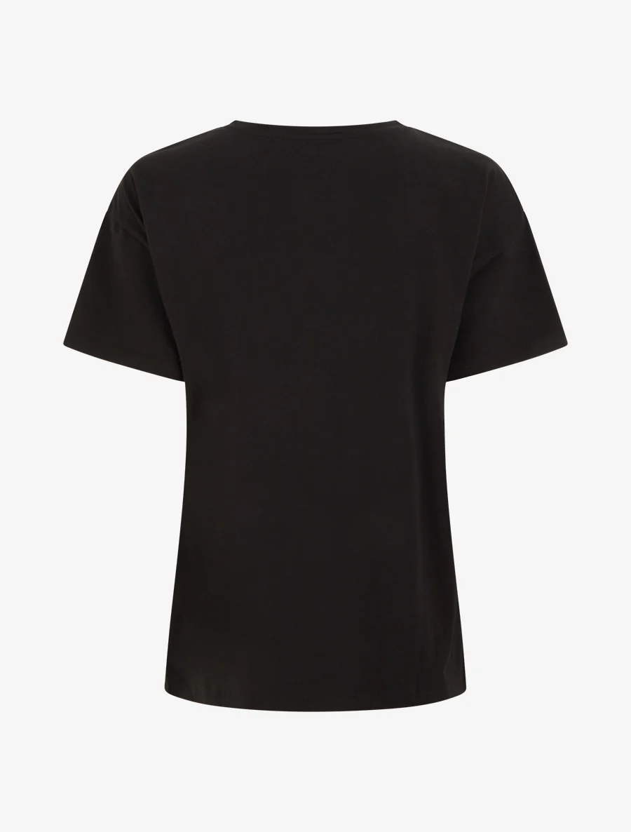 T-shirt met bloemenmotief en strass. - Zwart - Image 2