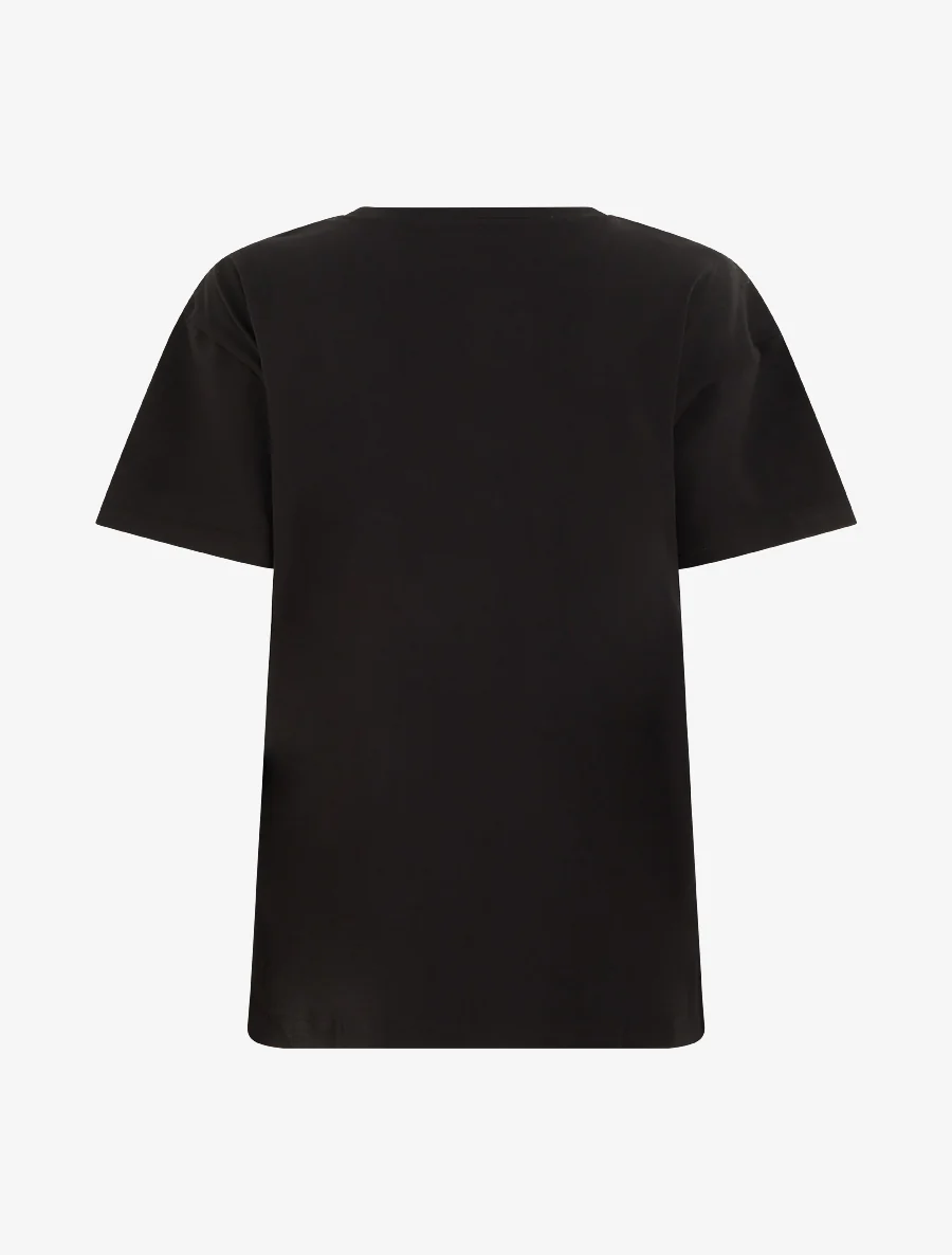 T-shirt met bloemenmotief en strasssteentjes - Zwart - Image 2