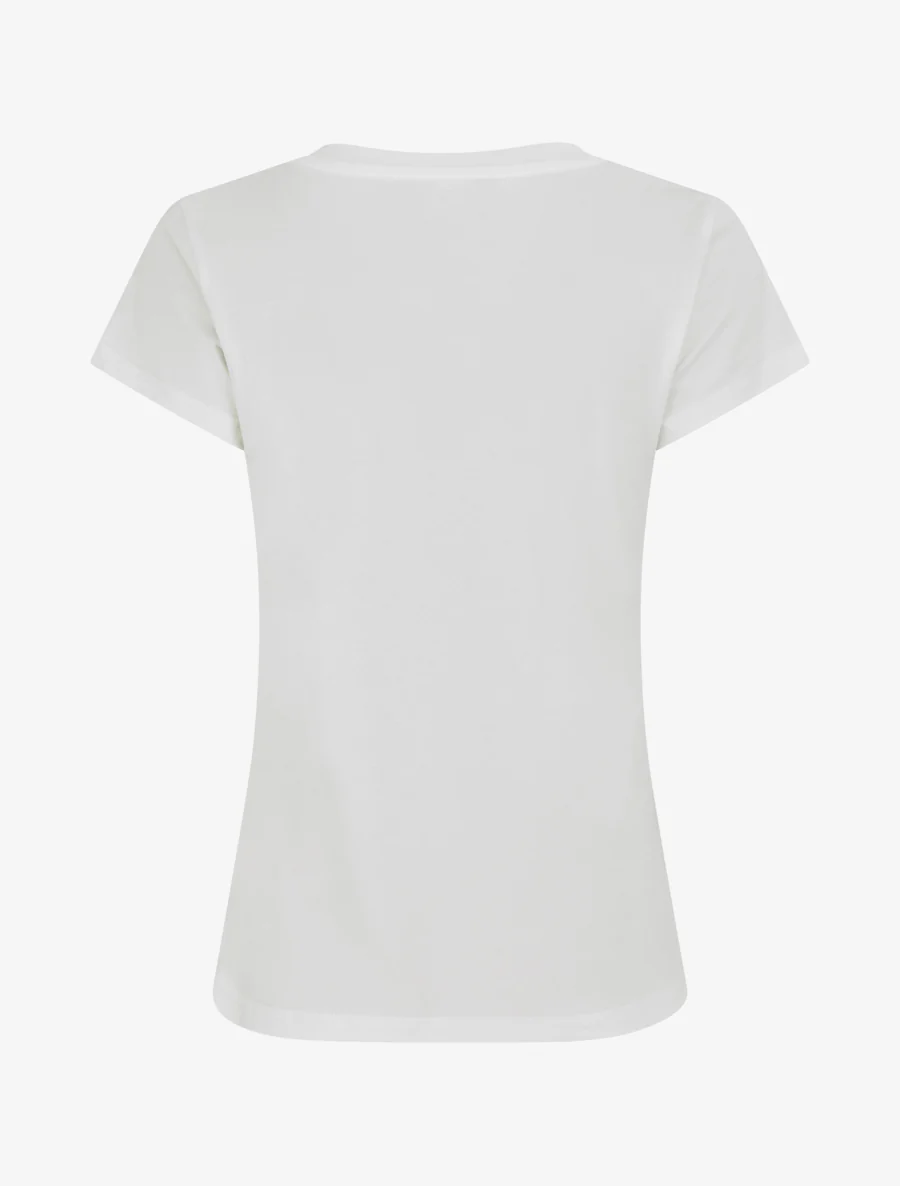 T-shirt met boodschap en met bloemenpatroon met strass-steentjes. - Wit - Image 2