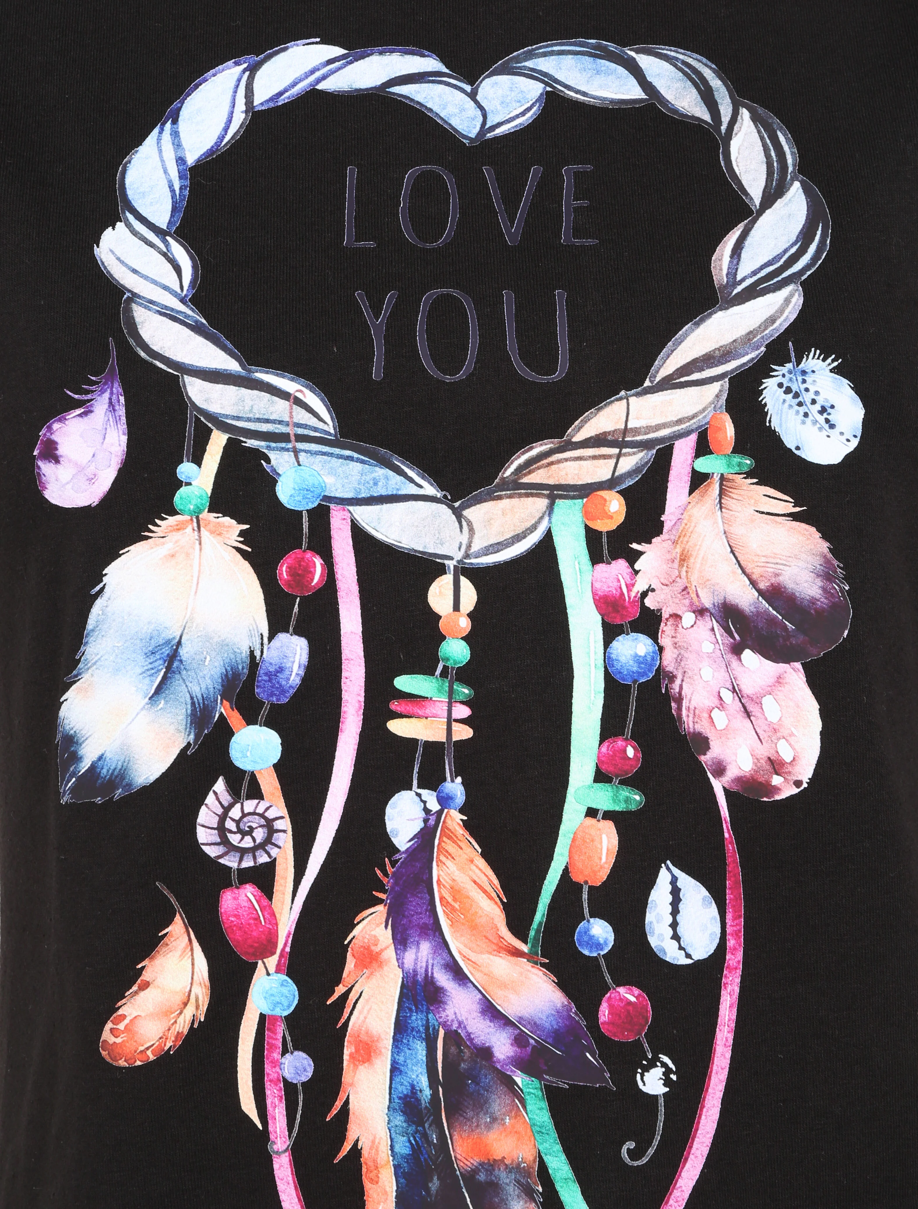 T-shirt met dromenvangerpatroon - Zwart - Image 3