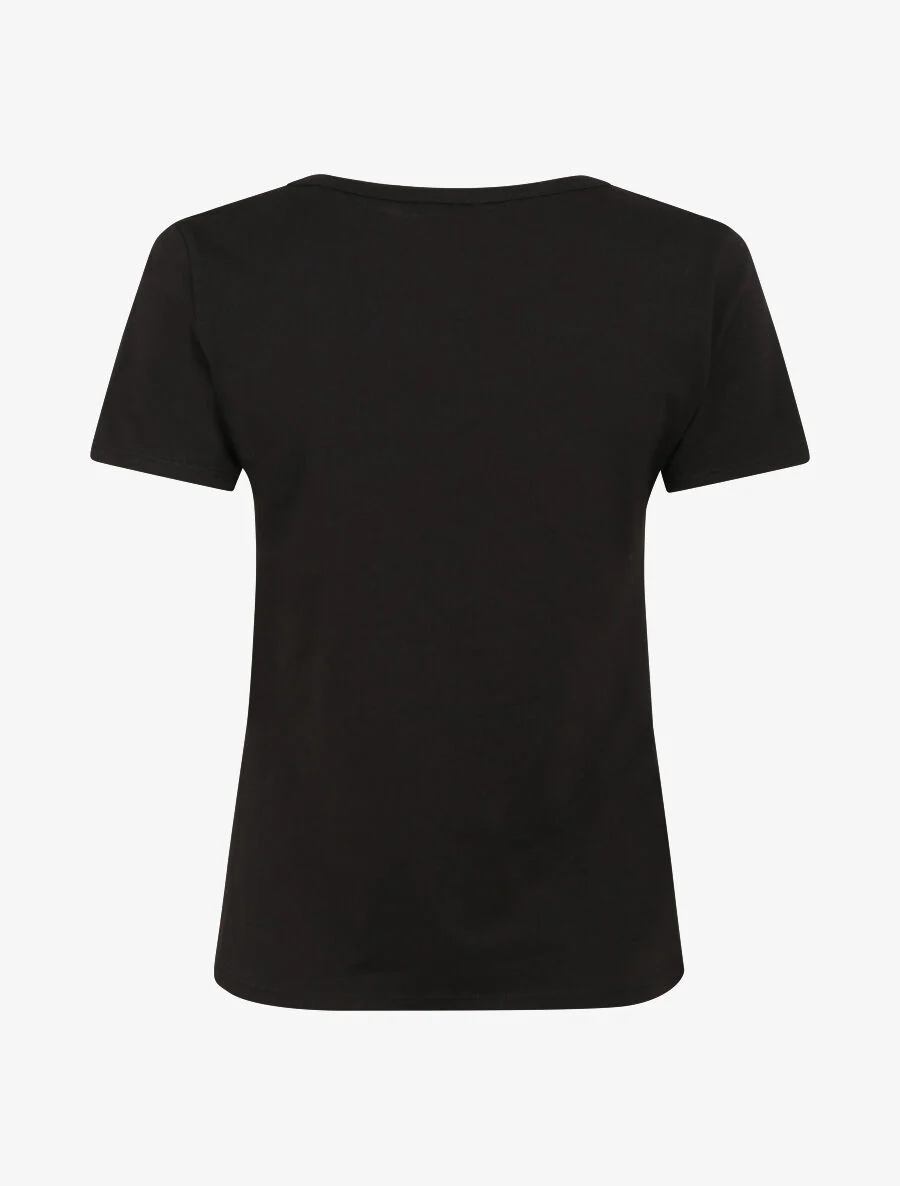 T-shirt met hartmotief en dierprint - Zwart - Image 2