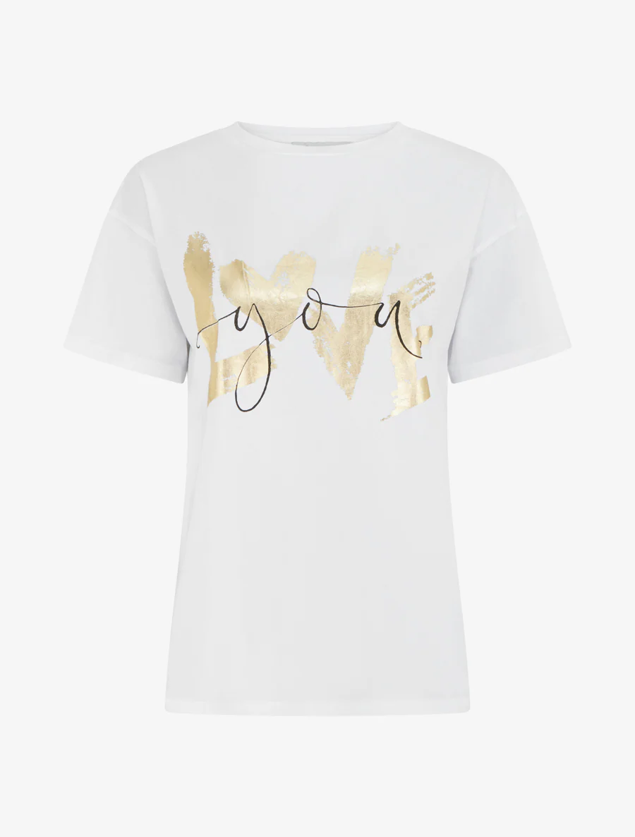 T-shirt met korte mouwen en boodschap - Wit