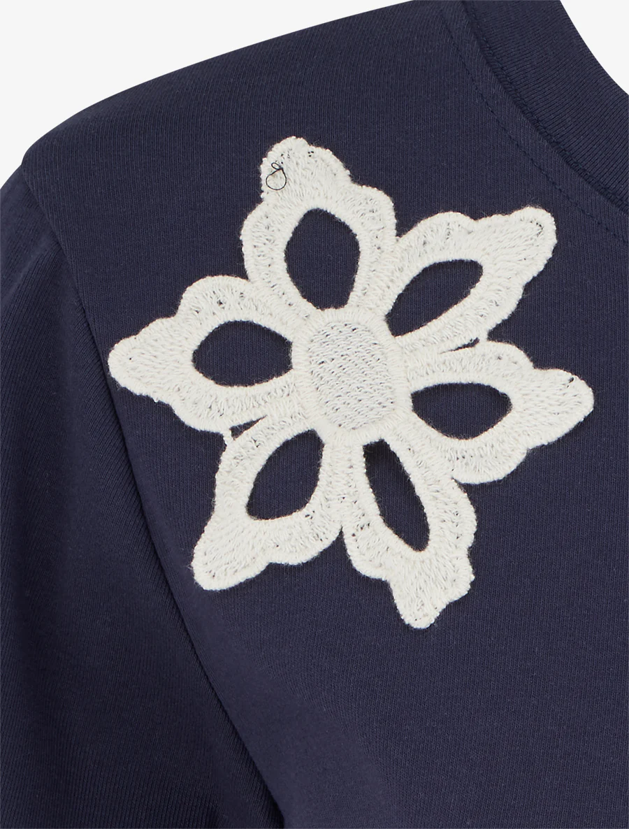 T-shirt met korte mouwen en geborduurde zak - Marine - Image 3