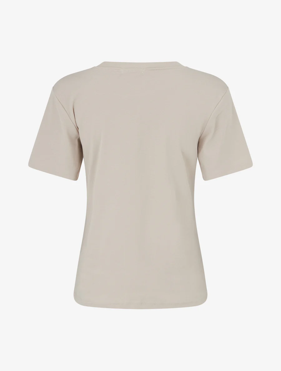 T-shirt met korte mouwen en geborduurde zak - Beige - Image 2