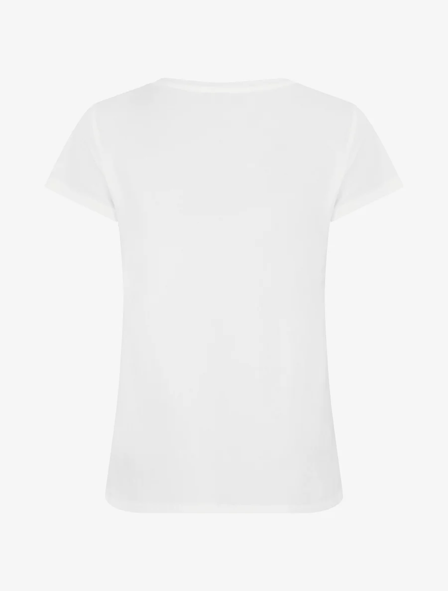 T-shirt met opgestikte zak en bloemenmotief - Wit - Image 2