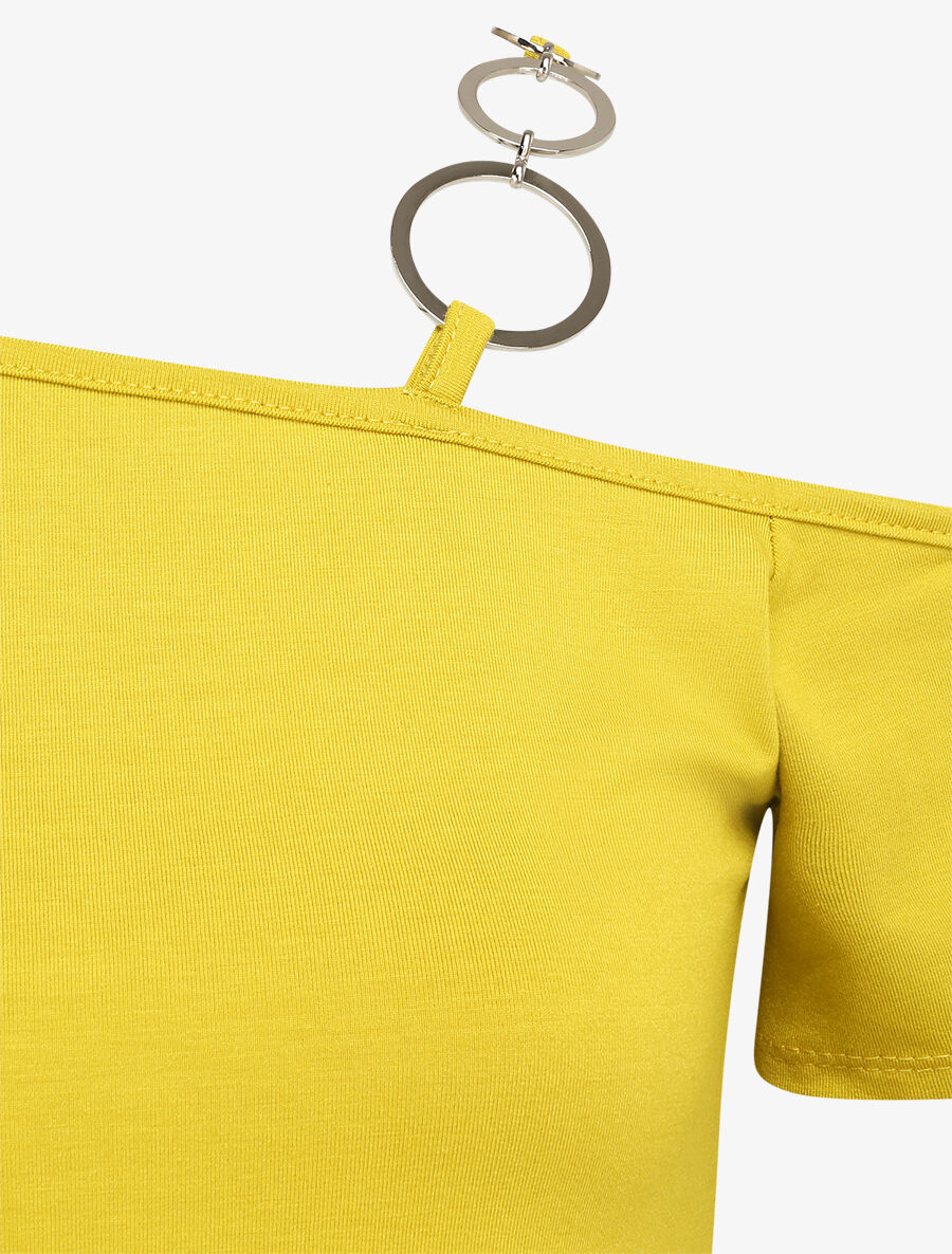 T-shirt met ronde hals met ringen - Geel - Image 3