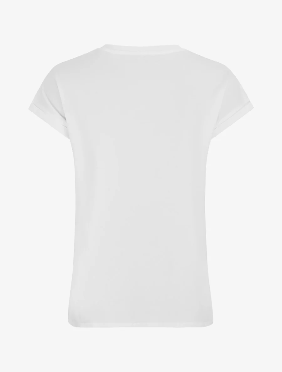 T-shirt met strass en bloemenflock. - Wit - Image 2