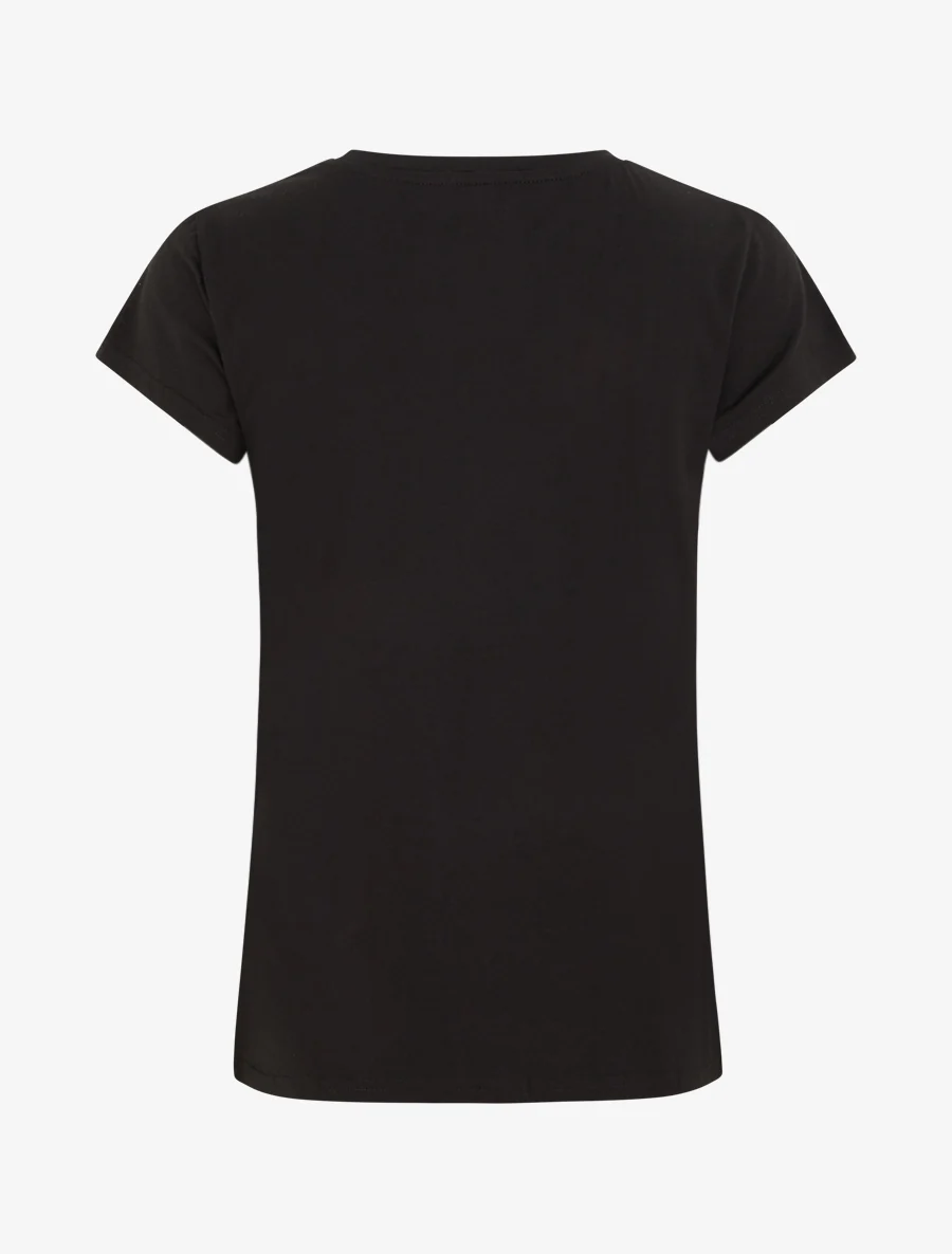 T-shirt met strass en parapluimotief - Zwart - Image 2