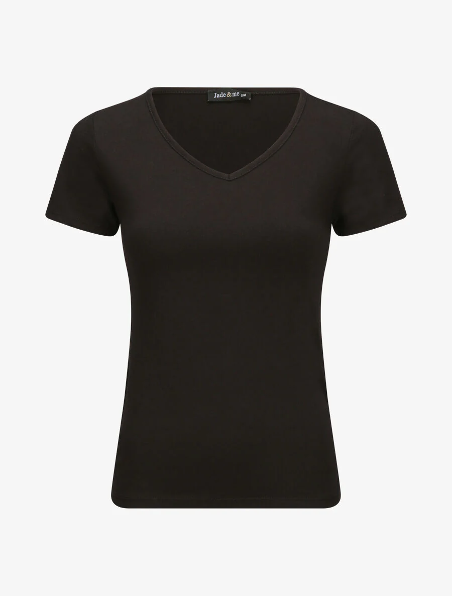 V-hals T-shirt - Zwart