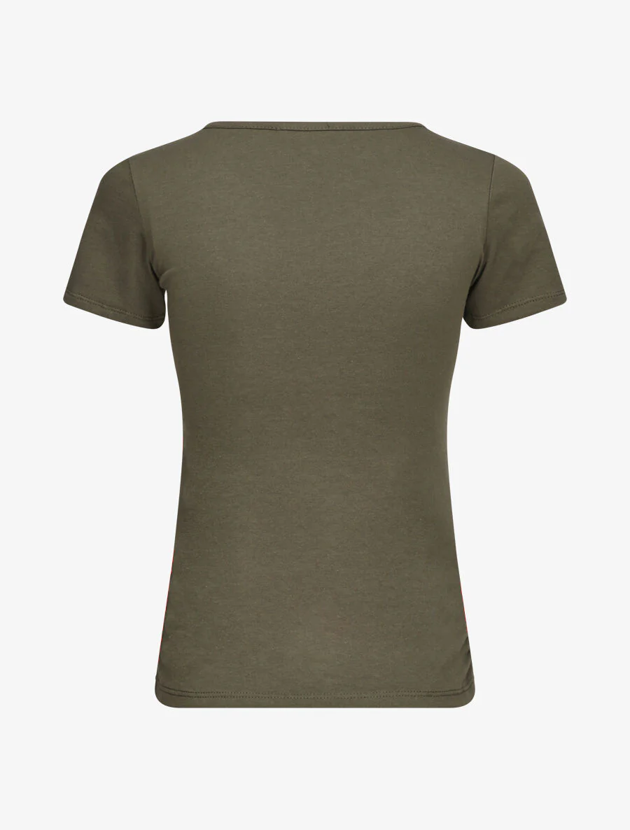 T-shirt met V-hals - Kaki - Image 2