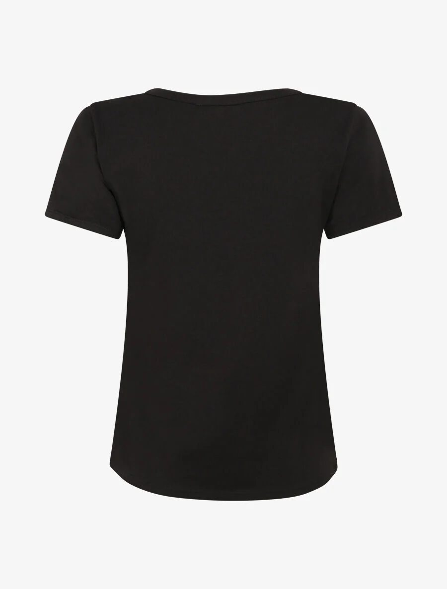 T-shirt met veren- en strassmotief - Zwart - Image 2