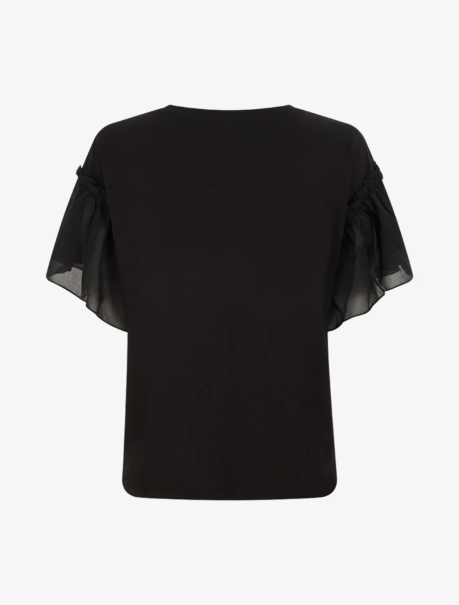T-shirt met zonsondergangmotief en strass-steentjes - Zwart - Image 2