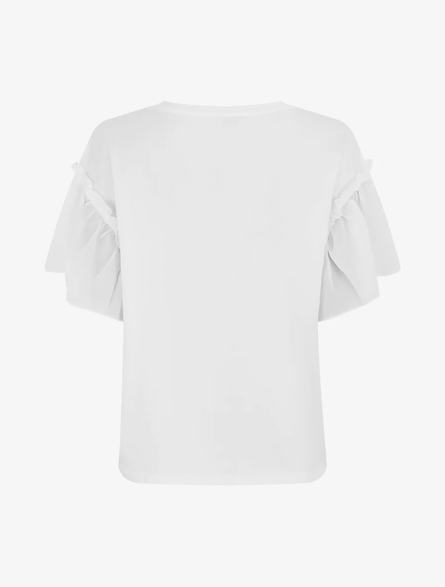 T-shirt met zonsondergangmotief en strass-steentjes - Wit - Image 2
