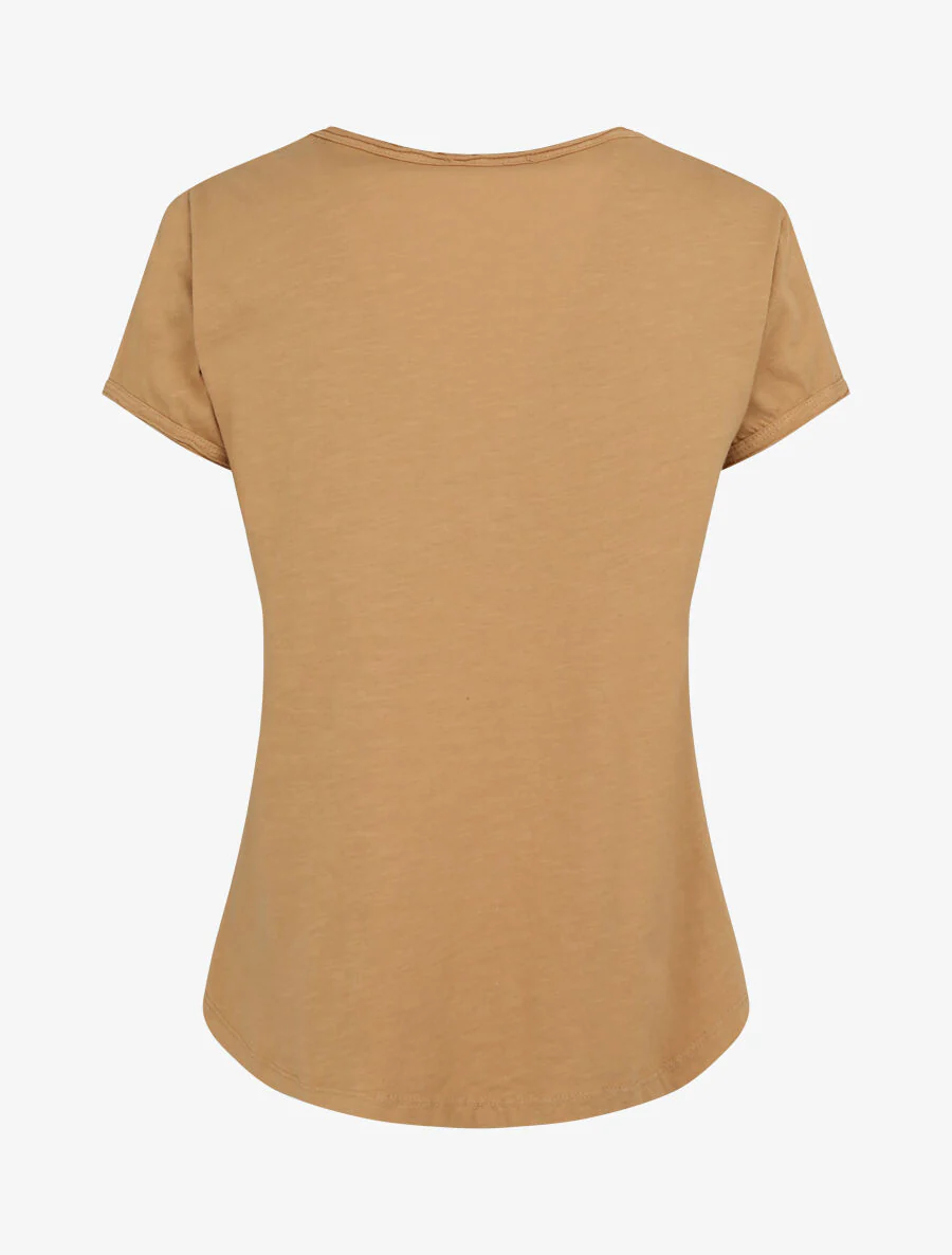 Recht T-shirt effen korte mouwen - Camel - Image 2