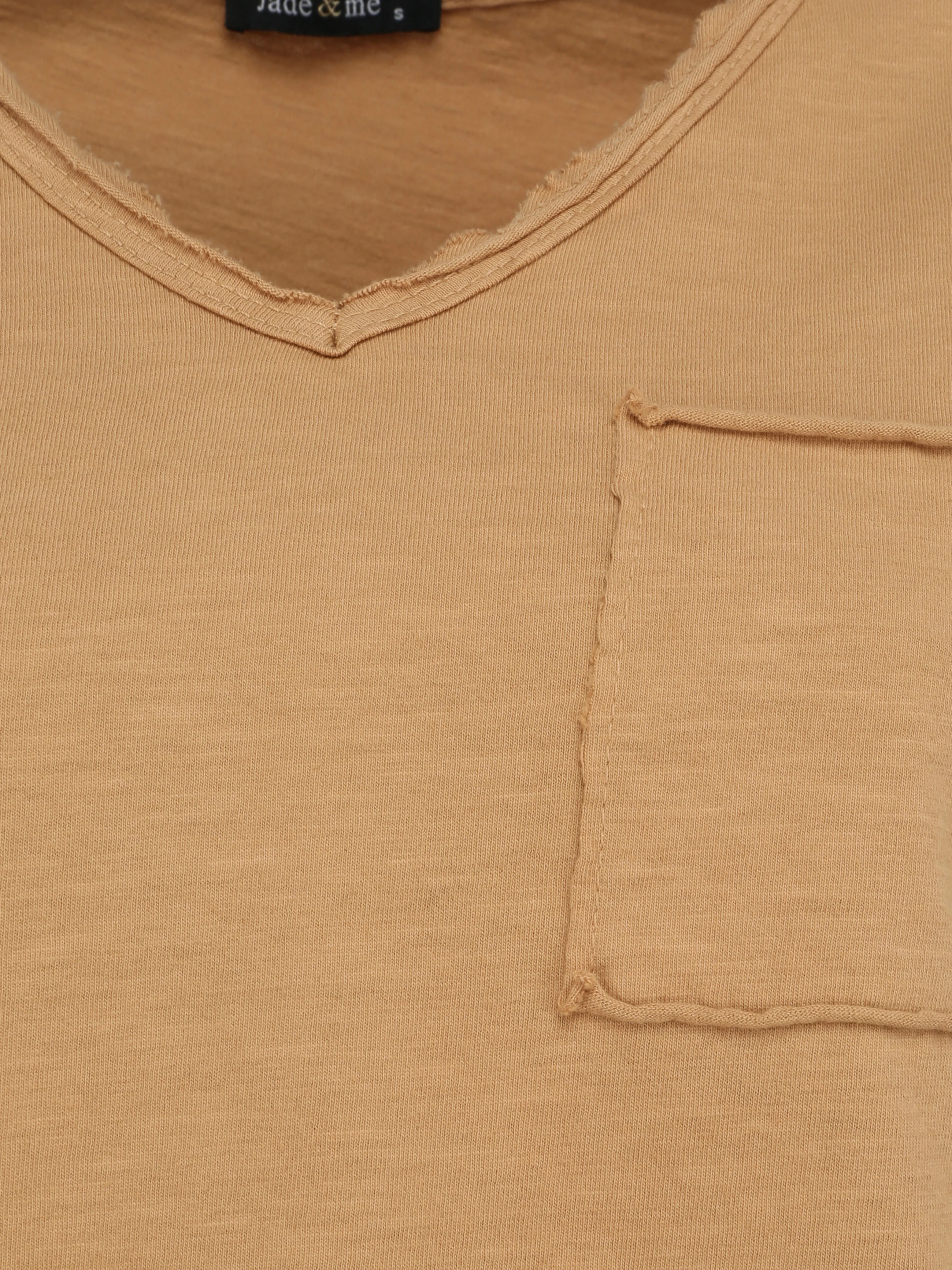 Recht T-shirt effen korte mouwen - Camel - Image 3