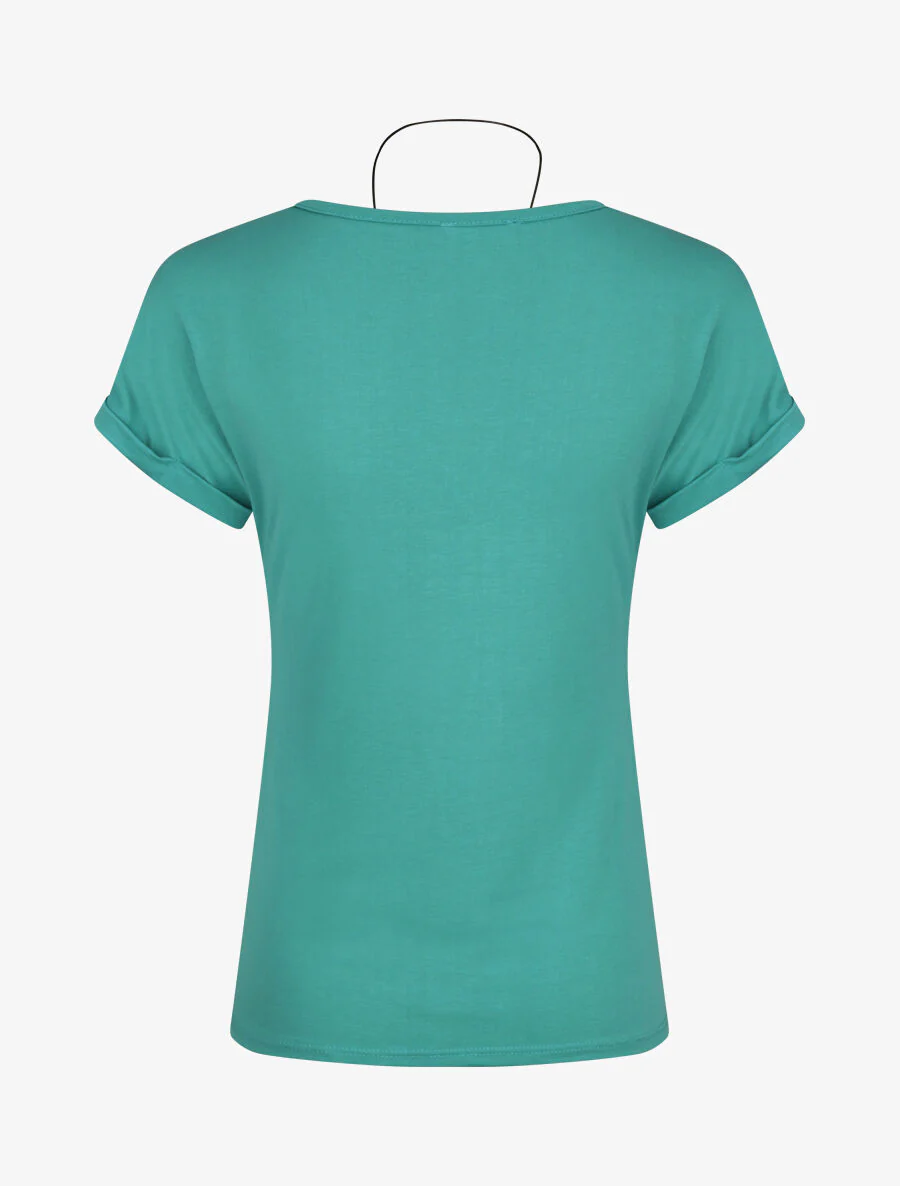 Slim fit effen T-shirt met korte mouwen - Turkoois - Image 2