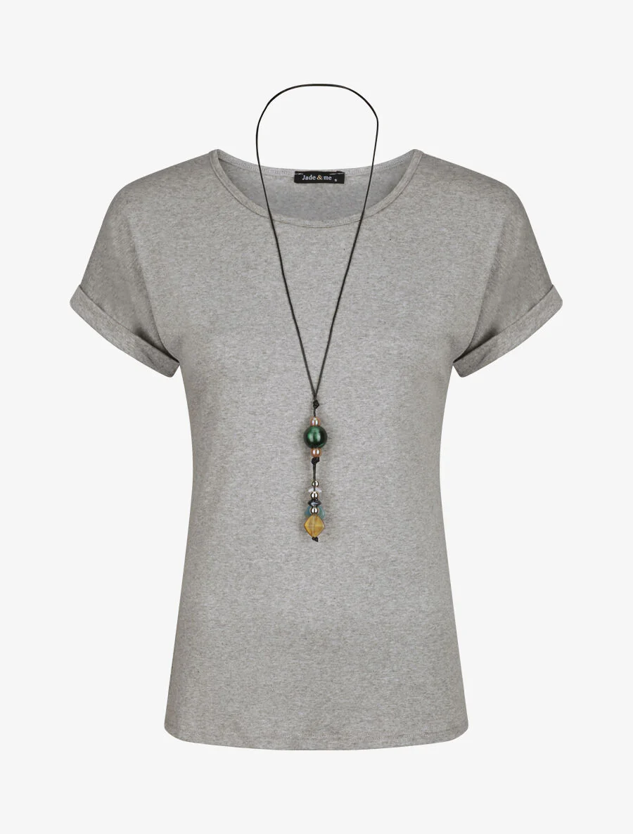 Slim fit T-shirt met korte mouwen - Gemêleerd grijs