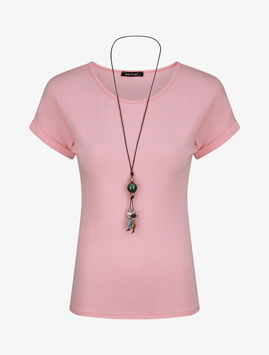 Slim fit T-shirt met korte mouwen - Roze