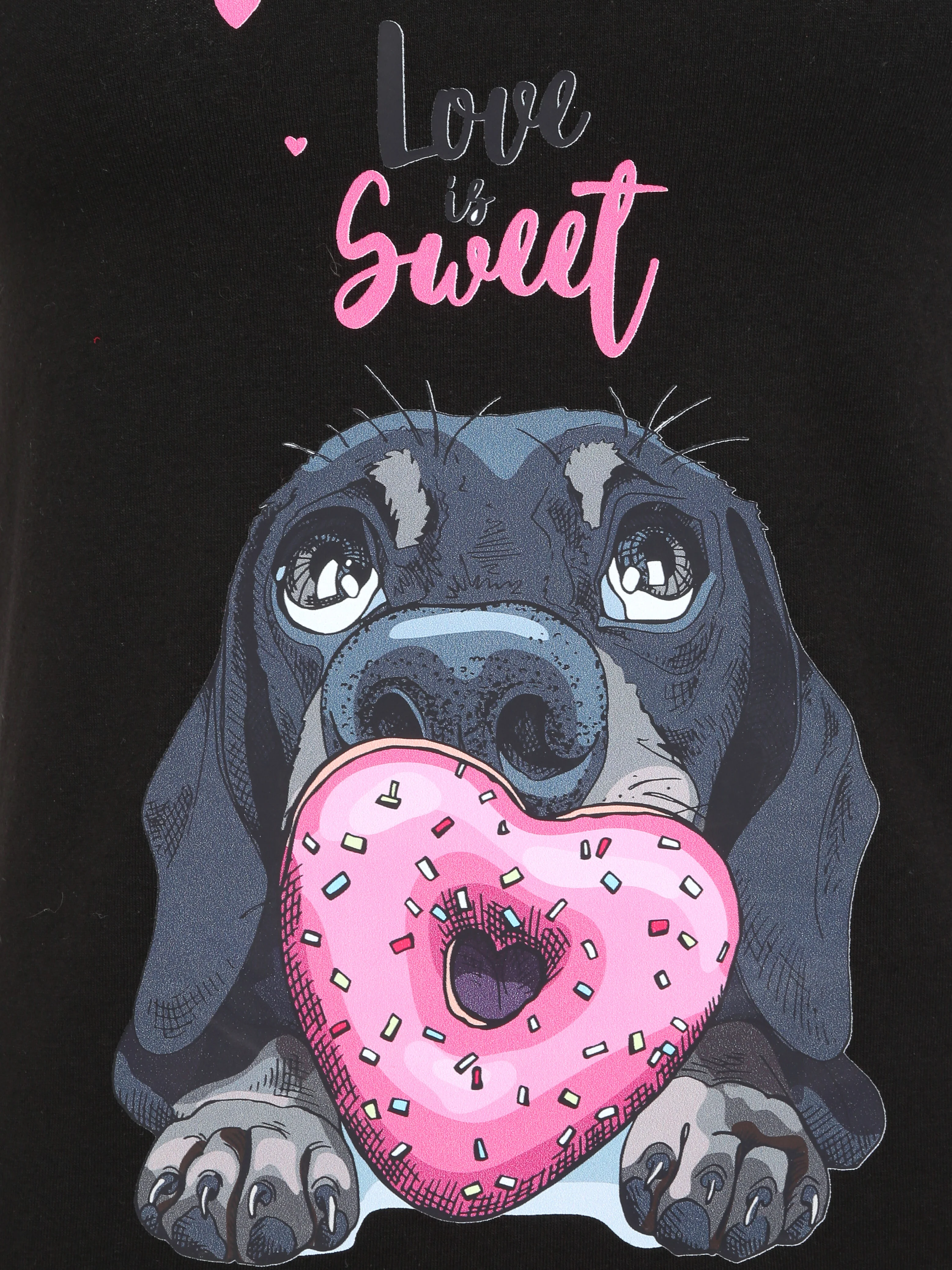 T-shirt slim Liefde is zoet - Zwart - Image 3