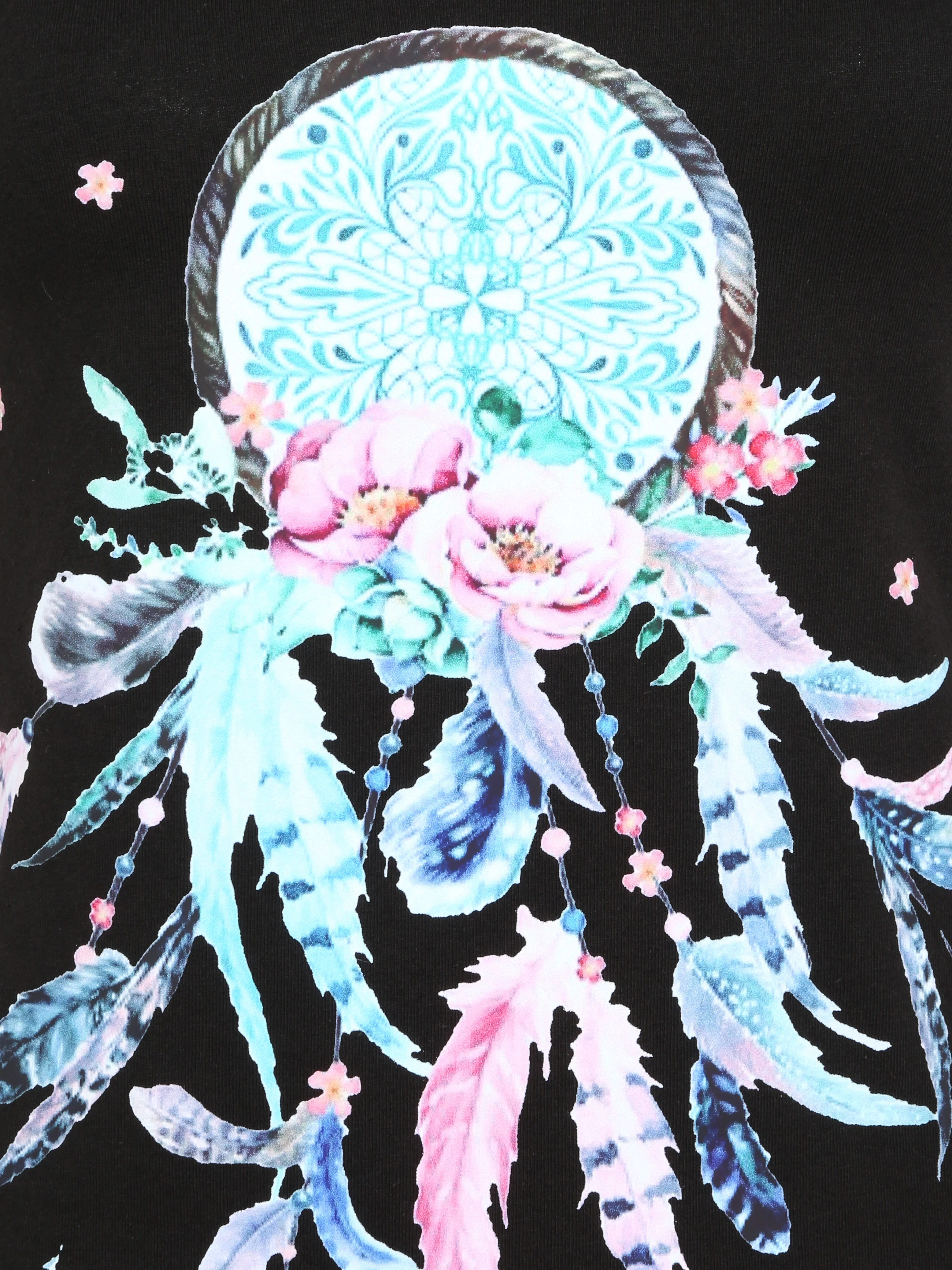 Slim fit T-shirt met dreamcatcher flockprint - Zwart - Image 3
