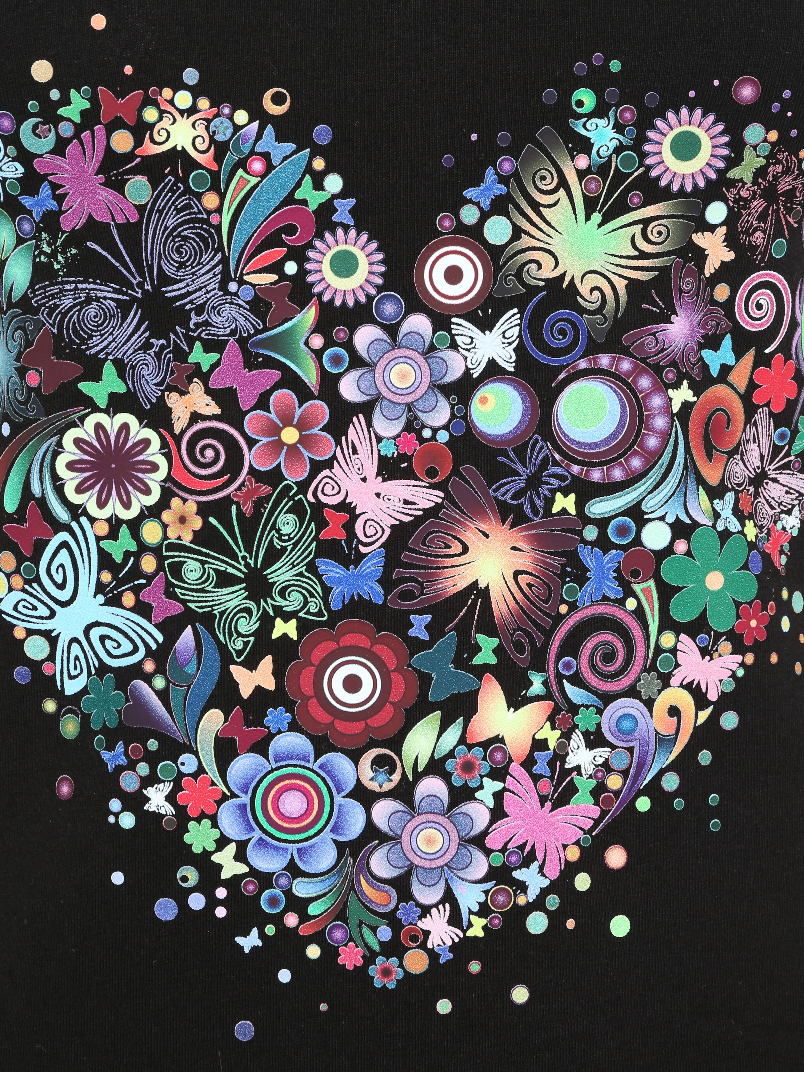 Slim fit T-shirt met psychedelisch hart flockprint - Zwart - Image 3