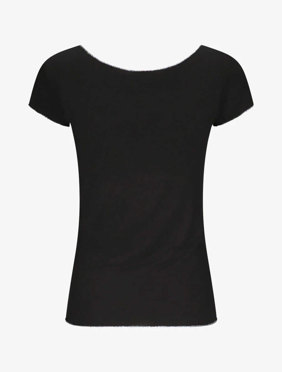 Stretch T-shirt met iriserende randen - Zwart - Image 2