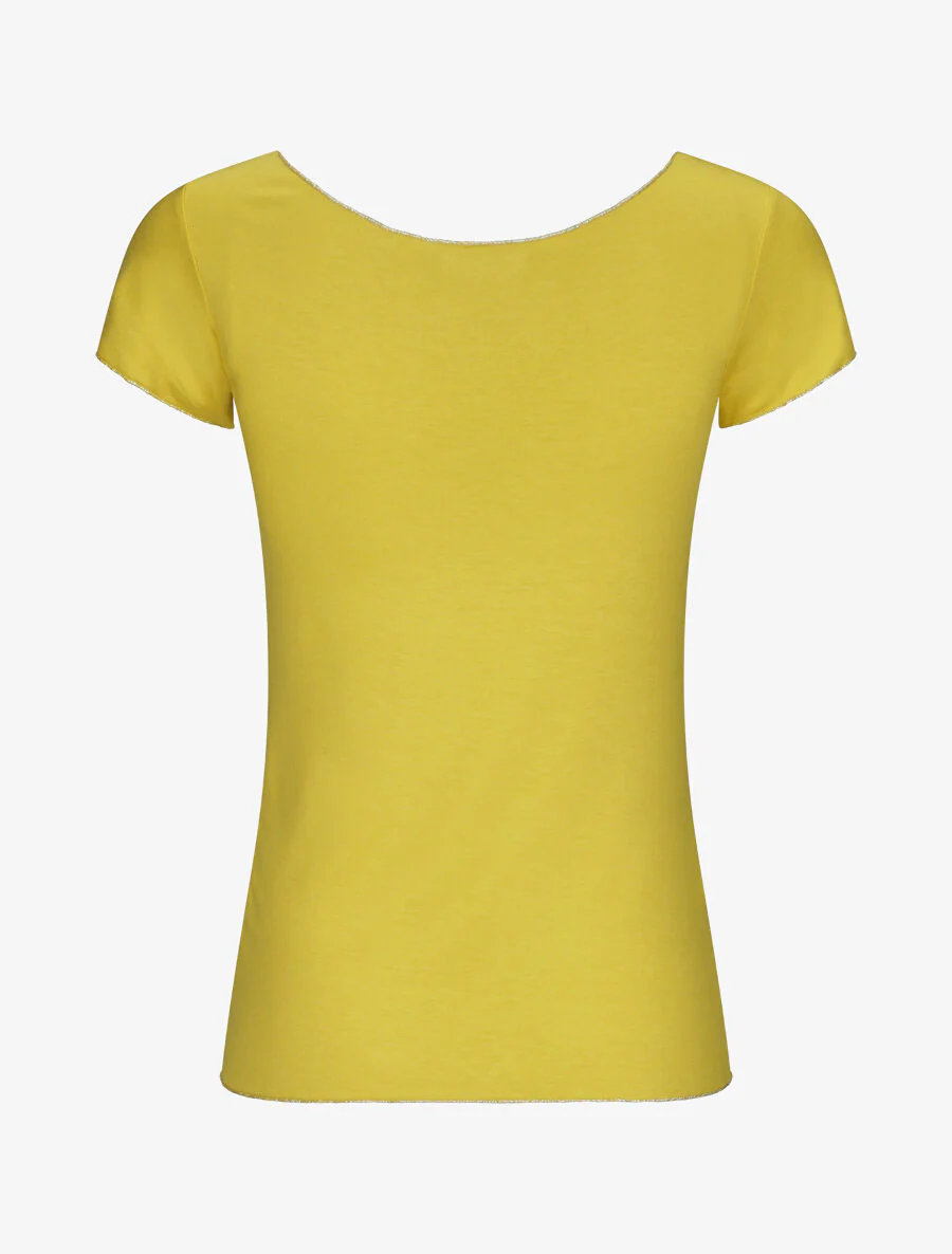 Stretch T-shirt met iriserende randen - Geel - Image 2