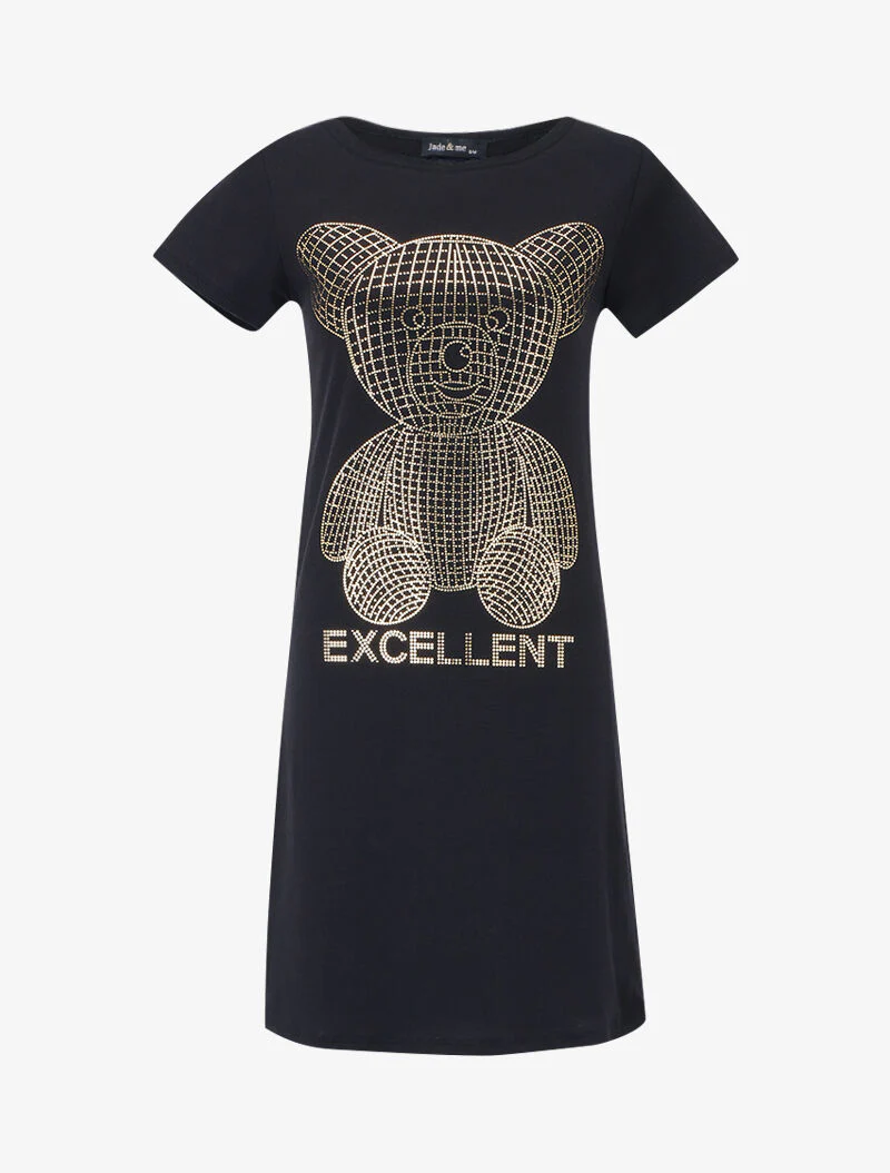 T-shirtjurk met bedrukking - zwart