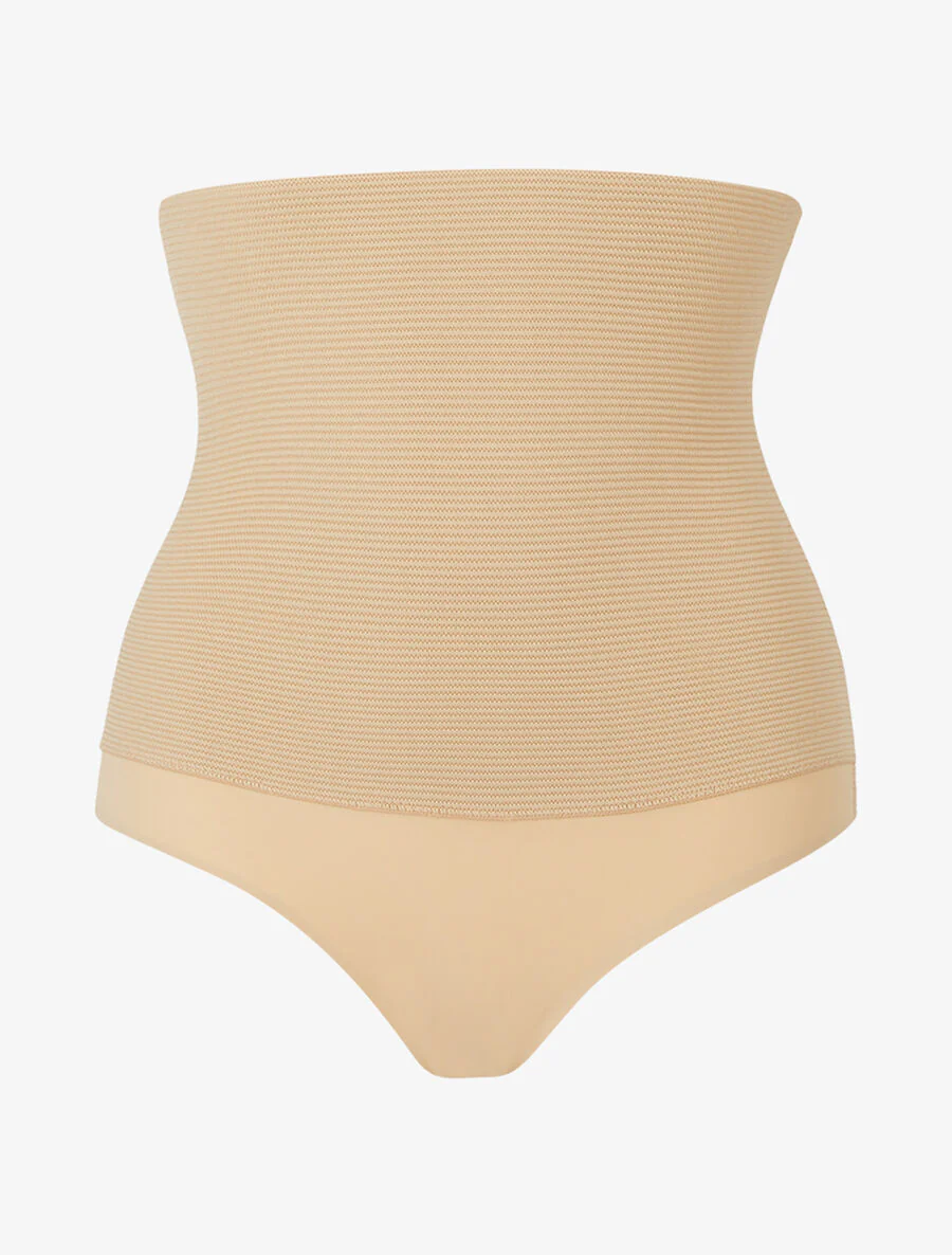 Corrigerende slip met keizerrijk taille en textuur - beige