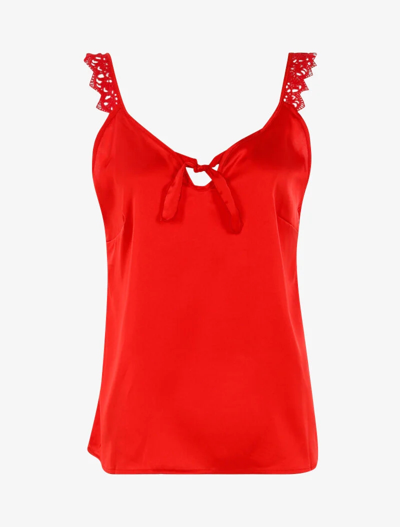 Tanktop met bandjes en haakdetails - rood