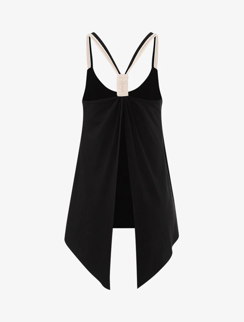 Tanktop met gestileerde bandjes - zwart - Image 2