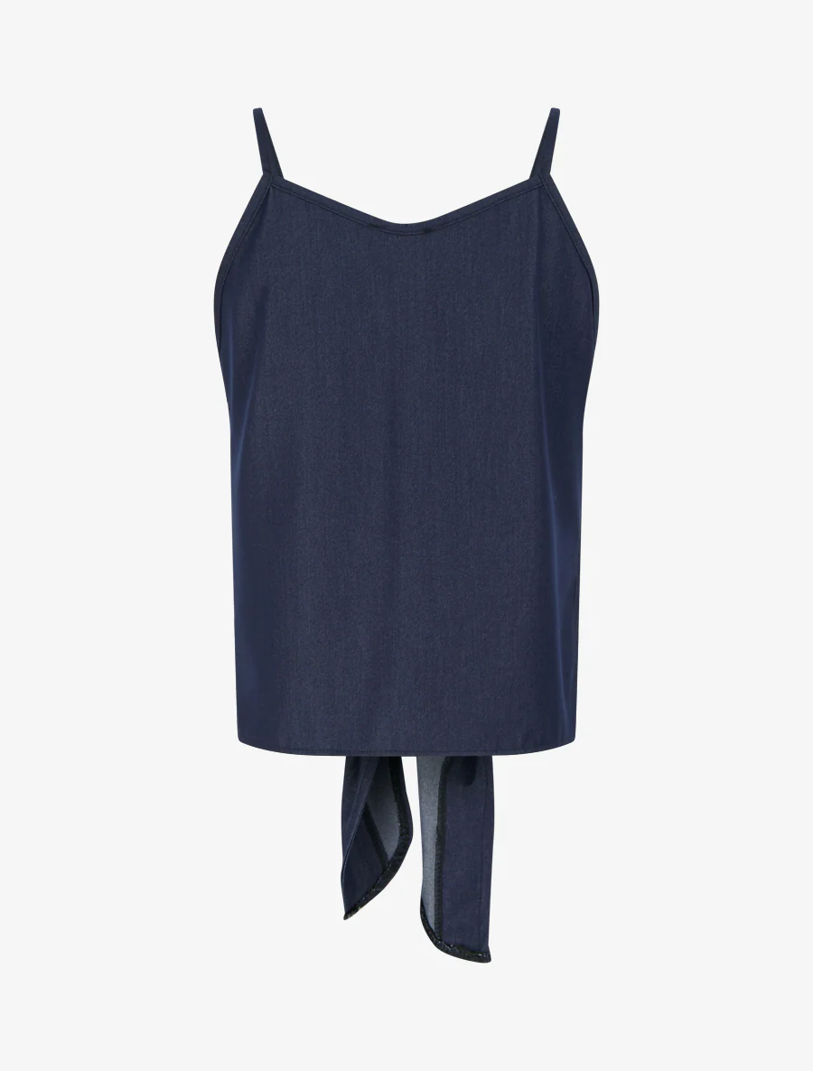 Tanktop met strikje en fijne bandjes - Donkerblauw - Image 2