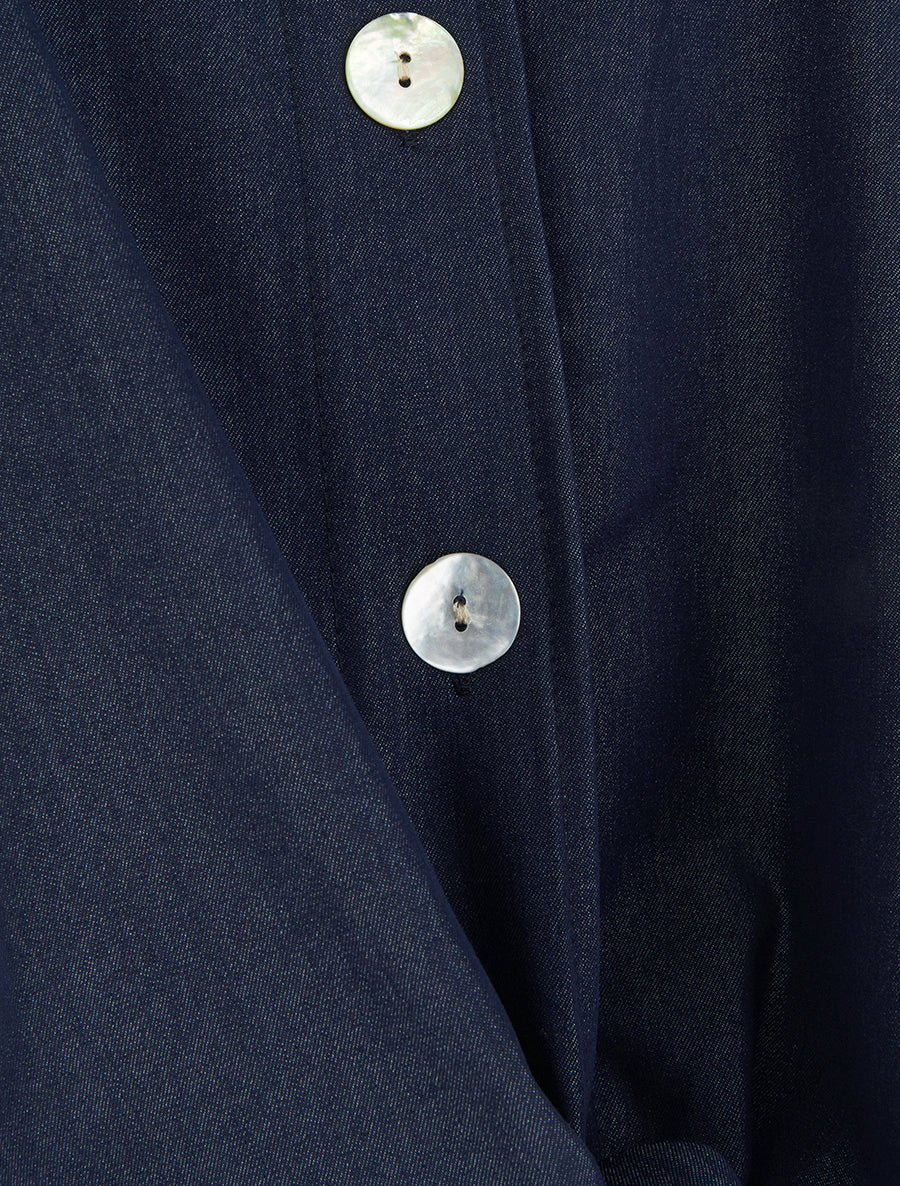 Tanktop met strikje en fijne bandjes - Donkerblauw - Image 3