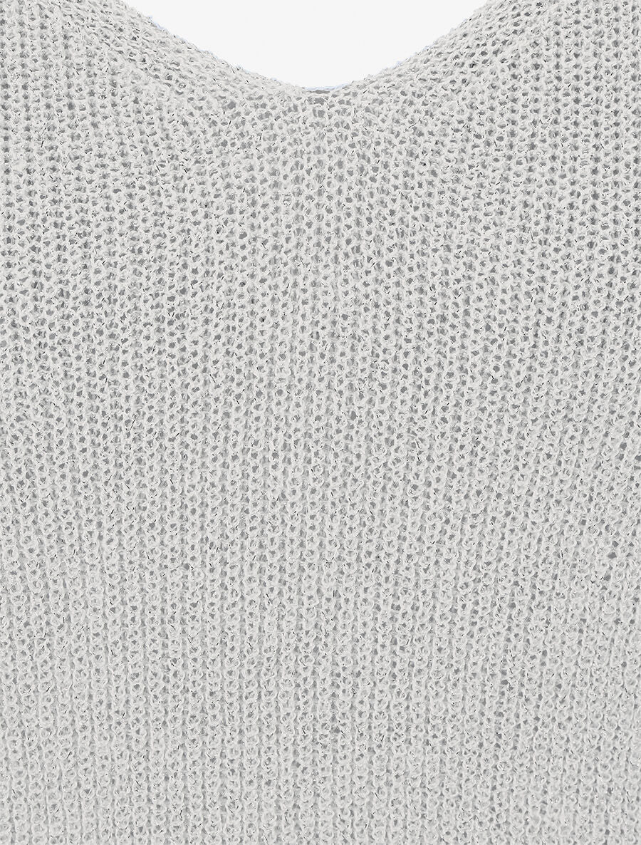 Tanktop van geribbeld mesh met iriserende details - Ecru - Image 3
