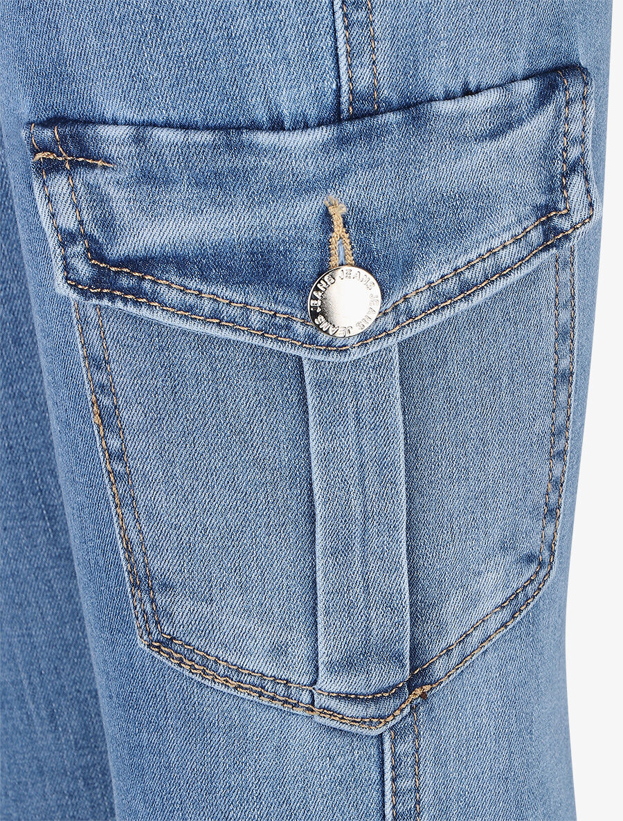 Taps toelopende skinny jeans in cargostijl - blauw - Image 3