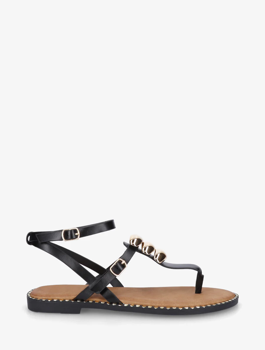 Teenslippers met metalen sieraden - Zwart