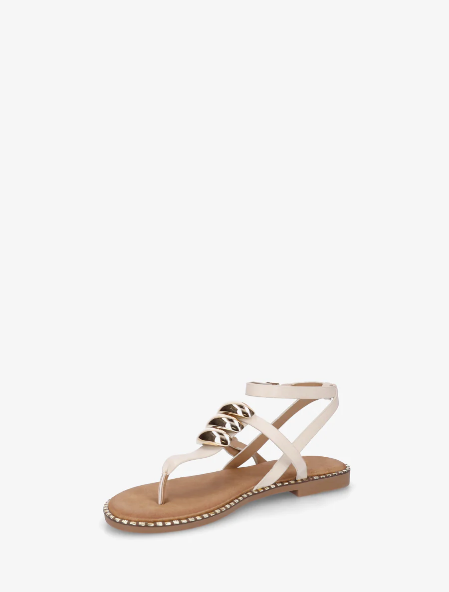 Teenslippers met metalen sieraden - Beige - Image 3