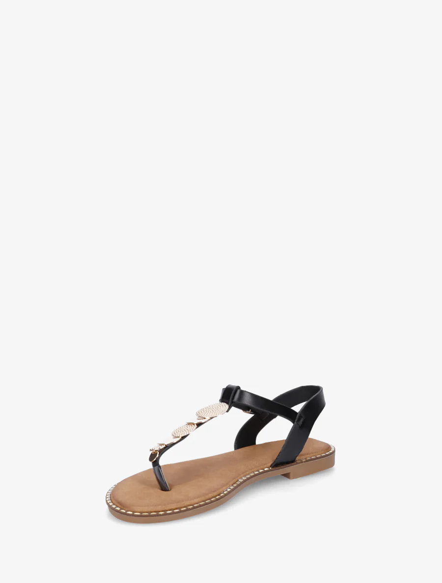 Teenslippers met teenstuk en medaillesieraden - Zwart - Image 3