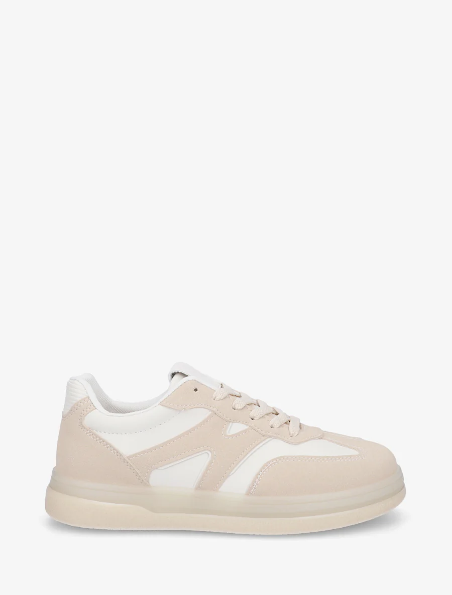 Tennis in imitatieleer met grafisch inzetstuk - Beige
