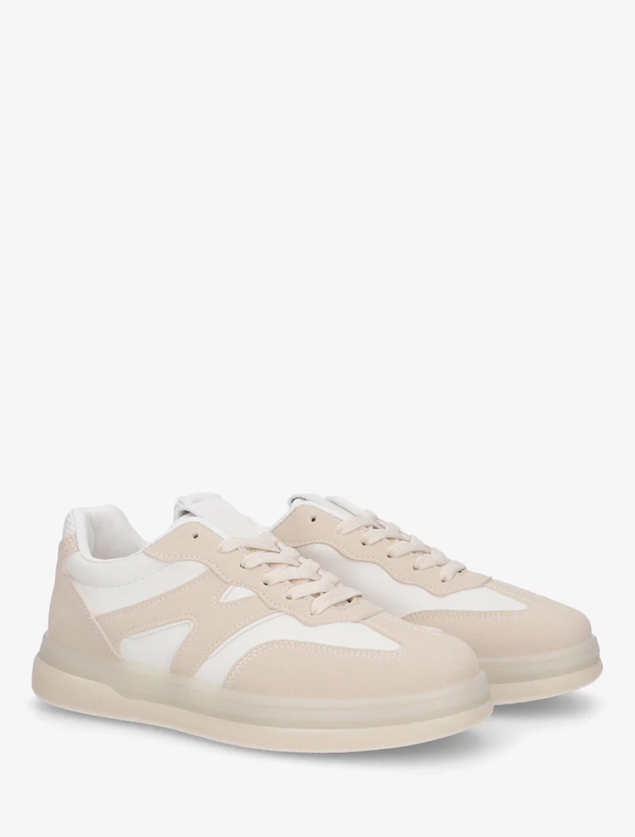 Tennis in imitatieleer met grafisch inzetstuk - Beige - Image 4