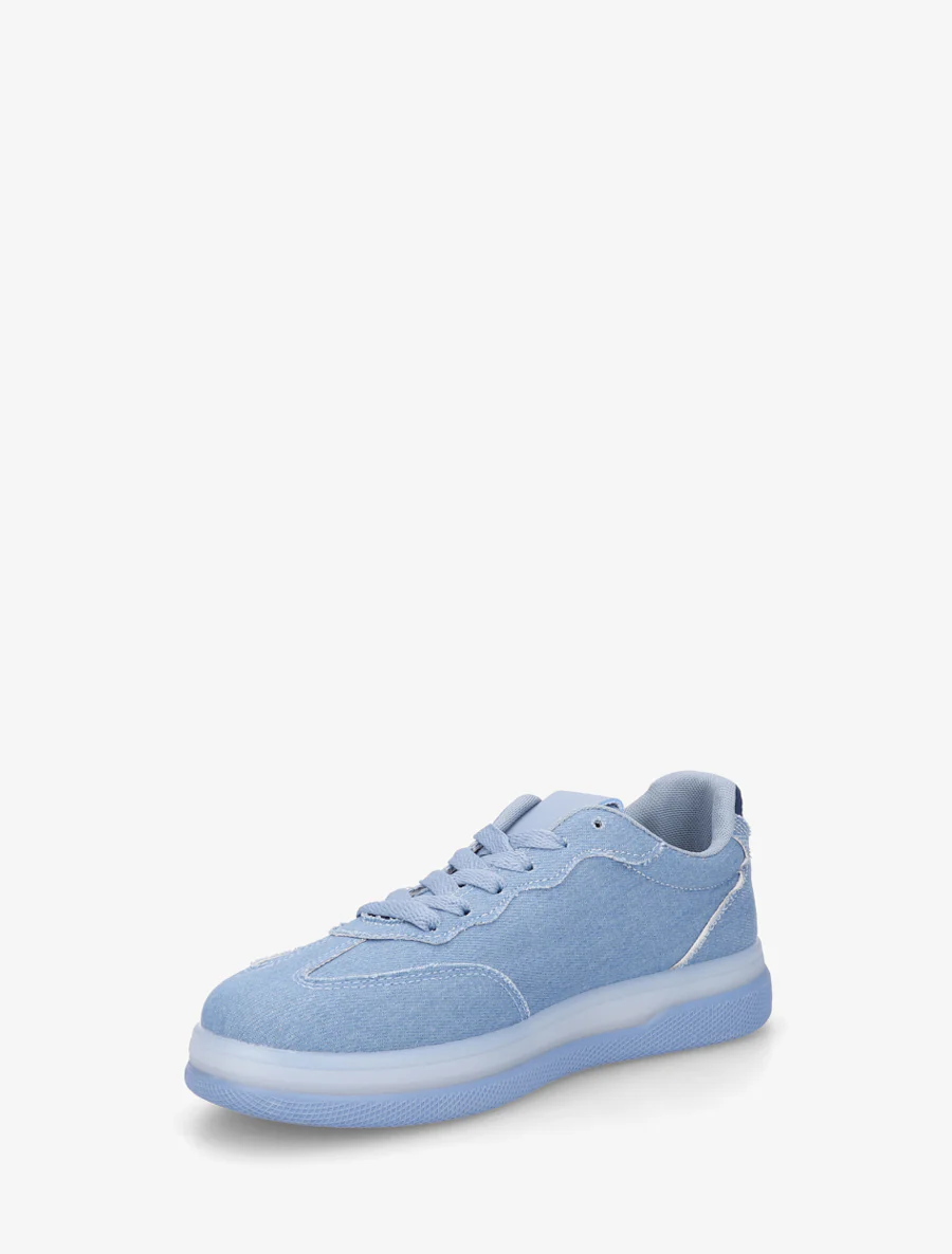 Tennis met grafisch inzetstuk in denim - Blauwe denim - Image 3